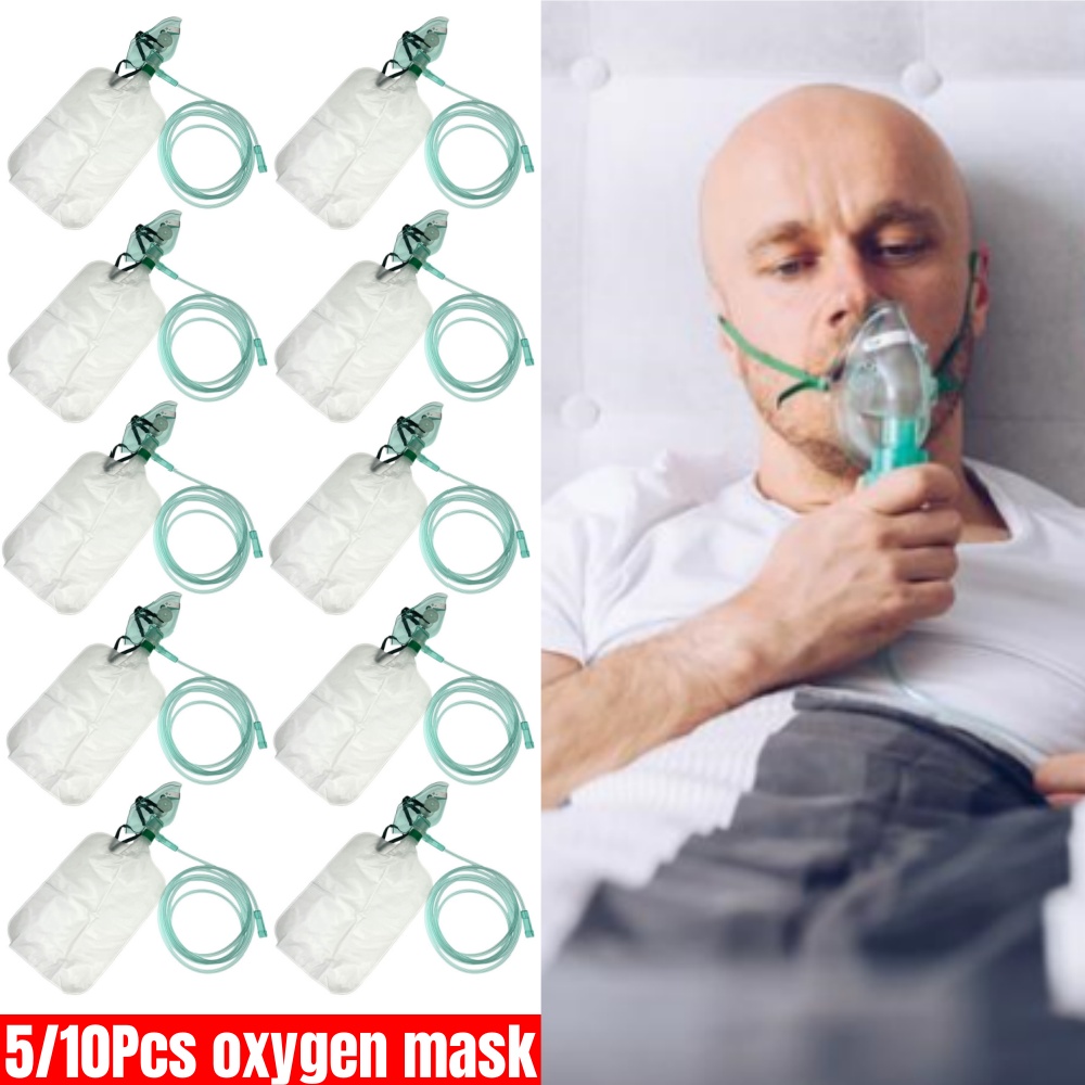 Oxygen Mask Reservoir Bag Adult - 5-10개 일회용 성인용 고농도 산소 페이스